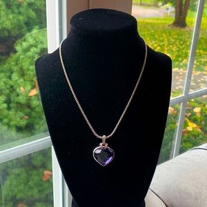 Swarovski Purple Heart necklace. Sparkling, flawless, never worn. 16 inches